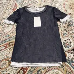 ZARA ネイビー シースルー 半袖Tシャツ S