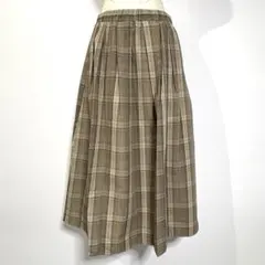 【極美品】a.v.v ロングスカート チェック 総柄 くすみブラウン【L】春秋