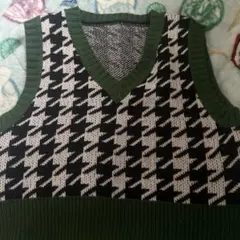 ハウンドトゥースニットベスト Vネック