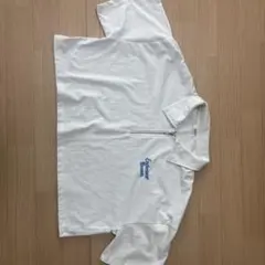 ホワイト ポロシャツ 半袖 ジッパー付き