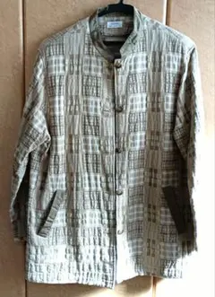 はなもめん チェック柄　市松模様 コットンジャケット　ポケット脇スリット