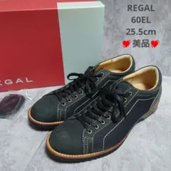 美品 REGAL 60EL レザースニーカー 黒 25.5cm 本革 箱替え紐付のサムネイル