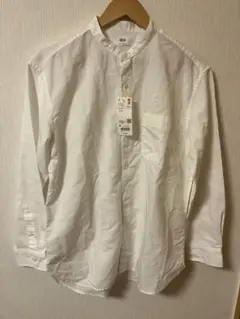 新品 UNIQLO リネンコットン スタンドカラーシャツ Mサイズ 白 ホワイト