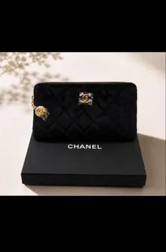 CHANEL ポーチ キルティング ベロア ノベルティ ブラック - メルカリ