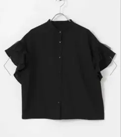 チュールドッキングフリルブラウス黒　URBAN RESEARCH ITEMSのサムネイル