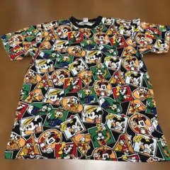 最終値下げ　美品　ディズニー　Disney Mickey 総柄 Tシャツ　古着