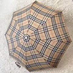 【極美品・未使用級】バーバリー 折りたたみ傘 ノバチェック シルバー手元 ロゴ