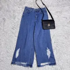 ザラ ダメージ加工 ワイドデニム ZARAのサムネイル