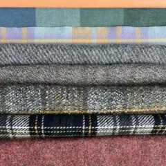 冬物ウール系ハギレ　チェック他まとめ売り