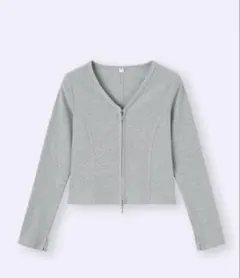 GU ジーユー　リブダブルジップVネックカーディガン