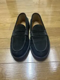 黒スエードローファー、27cm