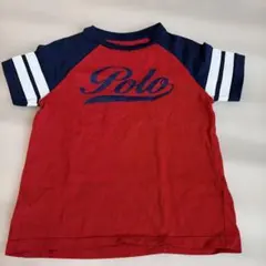 Polo Ralph Lauren 赤ネイビーストライプ袖Tシャツ4T