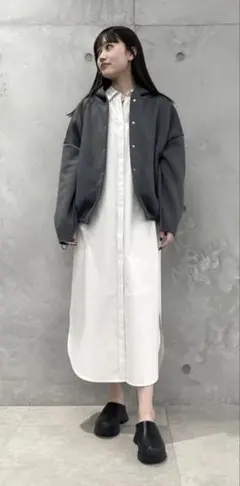 新品ADAM ET ROPE' シャツワンピーススカート付き アイボリーホワイト