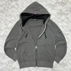 OUTDOOR フルジップパーカー L 裏起毛 グレー ワッペン スポーツMIX