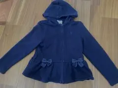 ネイビー フリース フード付きパーカー 120cm