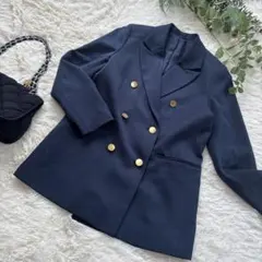 GUネイビー ダブルブレスト テーラードジャケット 紺ブレ 金ボタン
