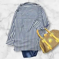 極美品【23区】カンクリーニ★洗練♪バックギャザーデザイン★ストライプシャツ 美品 23区 カンクリーニ ストライプ ボートネック プルオーバー 15号