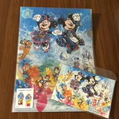 ディズニー 夏祭り   ポストカード  クリアホルダー　2点セット