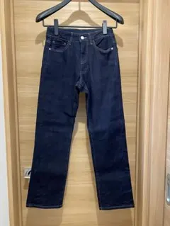 しまむら　裏地あったかデニム　ダークブルー ストレートデニム　Mサイズ　裏起毛