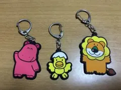 たべっ子どうぶつ　ラバーキーホルダー　３個セット　らいおん　かば　ひよこ