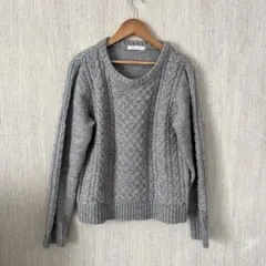 LOWRYSFARM レディース　セーター　グレー　Lサイズ　ケーブル編み