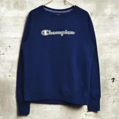 麻*様 チャンピオン　Championロゴ　ラグラン　スウェット　ネイビー　前V