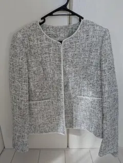 フォーマル　ホワイト ブラック ノーカラージャケット 11R