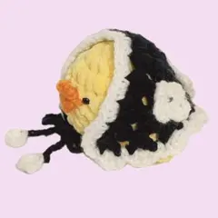 ハンドメイド品♡編み物♡手編み♡ぬいぐるみ用バブーシュカ♡ブラックフラワー