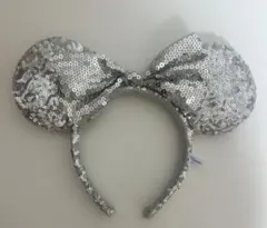 シルバー ミニーマウス耳カチューシャ