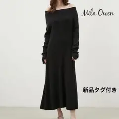 Mila owen オフショルダーロングリブニットワンピース