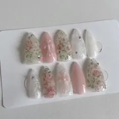 ウィッシュコア 薔薇 ネイルチップ バラ 花 転写ネイル ドットネイル