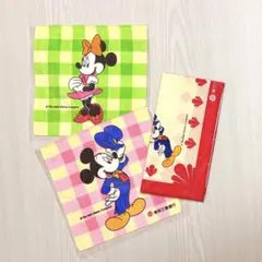 ディズニー ミッキーマウス ミニタオル バンダナ 3点セット 昭和レトロ