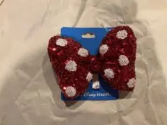 ミニー　ヘアゴム ヘアポニー リボン スパンコール レッド 赤