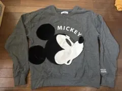 Disney ディズニー ミッキーマウス スウェット M グレー 刺繍ロゴ
