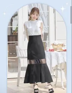 大人の美脚シースルースカート ミシェルマカロン