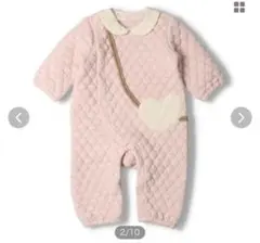 ベビー服　ニットキルトポシェット付きオール