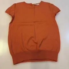 オレンジ 半袖ニット