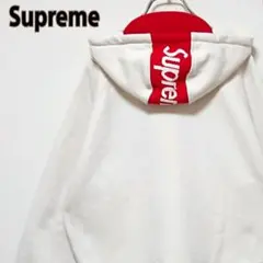 大人気☆シュプリーム 刺繍スモールボックスロゴ フードロゴ フルジップ パーカー SUPREME☆スモールボックスロゴジップアップパーカー☆Small box