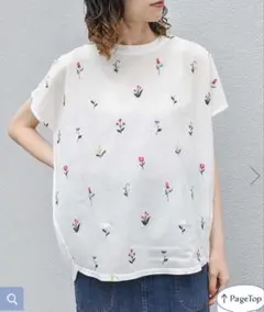 新品　Bleu Bleuet（ブルーブルーエ ）　プチフラワー刺繍Tシャツのサムネイル