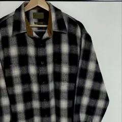 黒白 オンブレチェック 90s ST JOHN'S BAY ヘビー ネルシャツL