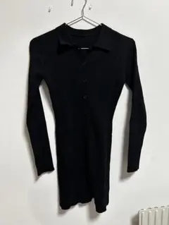 ANAP ブラックリブポロ風ミニワンピース