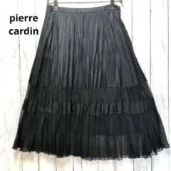【pierre cardin】スカート ロング レース フレア 綿麻混 ブラックのサムネイル