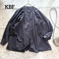 【KBF】ケービーエフ バンドカラーシャツ ぽわん袖 ふんわり ネイビー 比翼