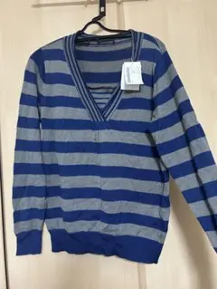 新品未使用 PINORE ボーダーニット ブルー&グレー