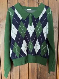 GU アーガイル柄 ポロセーター Lサイズ
