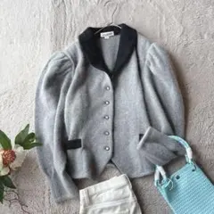 美品(M)毛混/ニットカーディガン/パワーショルダー/セーター/羽織り/上着