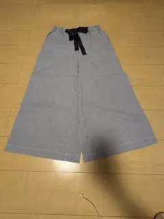 ストライプ ガウチョパンツ ウエストリボン