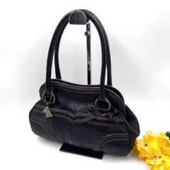 【美品】 アナスイ ANNA SUIがま口 バッグ レザー 蝶々ブラック