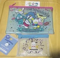 サンリオ　キャラクターズ★フラットポーチ＆ポチャッコ★メッシュケース