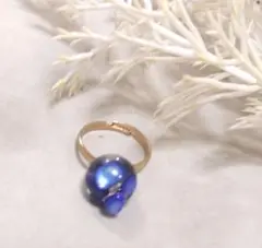 青色のリングレジンリング、フリーサイズ